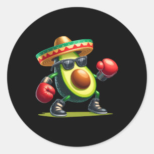 Funny Cinco De Mayo Avocado Boxing Lovers Mexican Classic Round Sticker