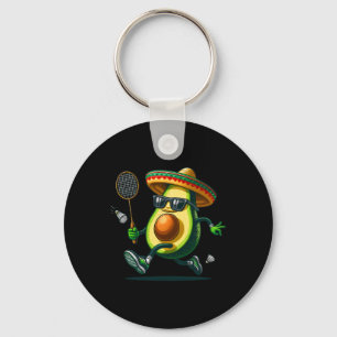 Funny Cinco De Mayo Avocado Showing Dminton Skills Key Ring