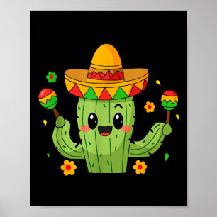 Funny Cinco De Mayo Cactus Sombrero Fiesta Poster