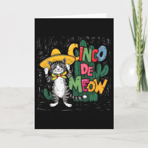 Funny Cinco De Mayo Cat Sombrero Poncho Party Wome Card