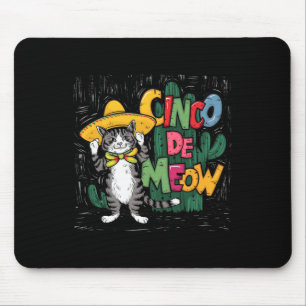 Funny Cinco De Mayo Cat Sombrero Poncho Party Wome Mouse Mat