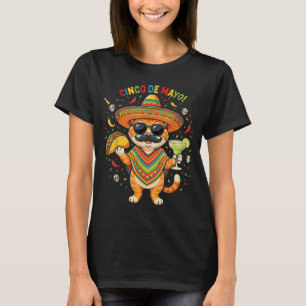 Funny Cinco De Mayo Cat Taco Margarita Sombrero T-Shirt