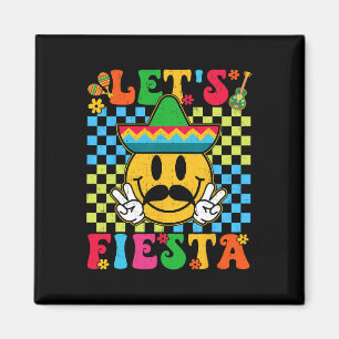Funny Cinco De Mayo Chequered Let's Fiesta Smile M Magnet