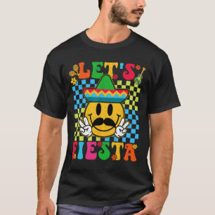 Funny Cinco De Mayo Chequered Let's Fiesta Smile M T-Shirt