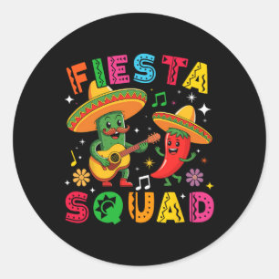 Funny Cinco De Mayo Fiesta Squad Mexican Matching Classic Round Sticker
