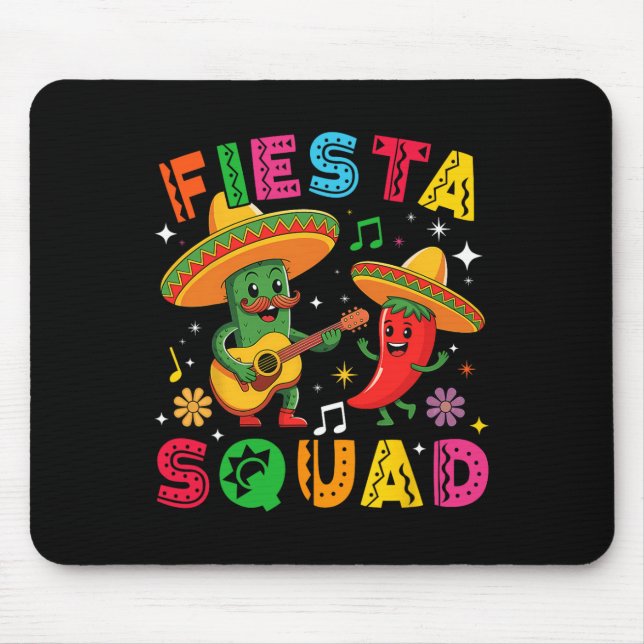Funny Cinco De Mayo Fiesta Squad Mexican Matching  Mouse Mat (Front)