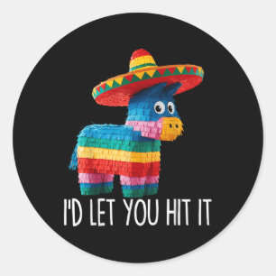 Funny Cinco De Mayo Funny Pinata Sombrero Hat Men Classic Round Sticker
