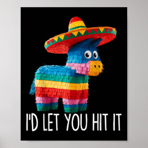 Funny Cinco De Mayo Funny Pinata Sombrero Hat Men Poster