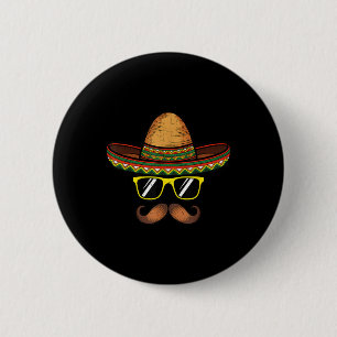 Funny Cinco De Mayo Funny Sombrero Hat With Sungl  6 Cm Round Badge