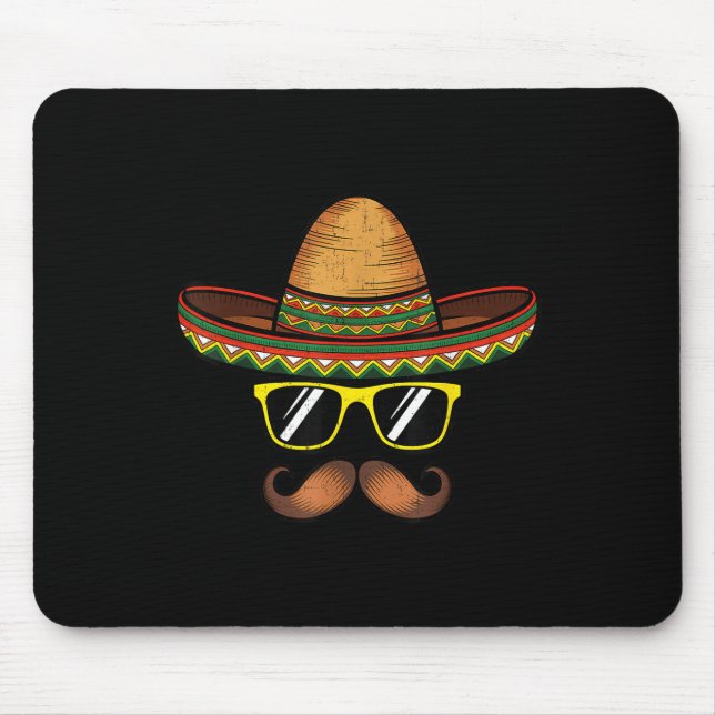Funny Cinco De Mayo Funny Sombrero Hat With Sungl  Mouse Mat (Front)