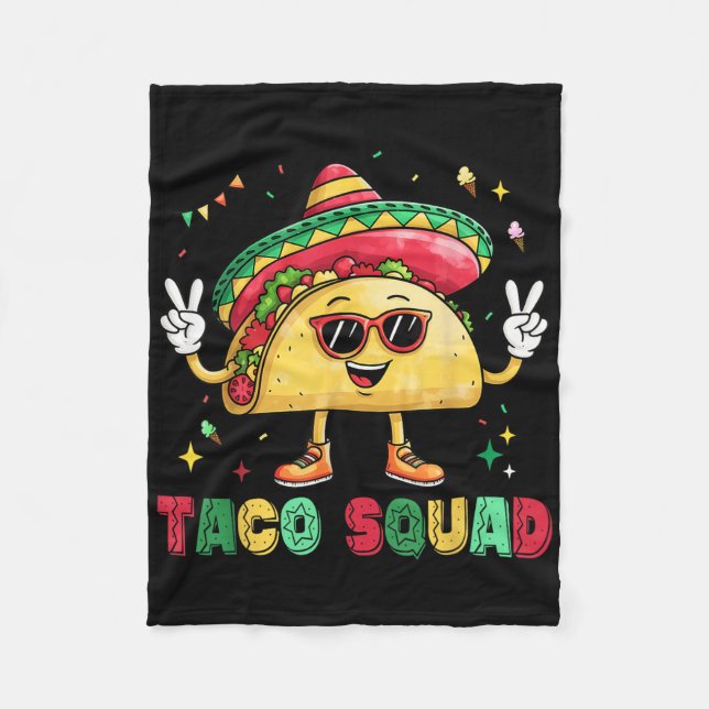 Funny Cinco De Mayo Funny Taco Squad Sombrero Hat  Fleece Blanket (Front)