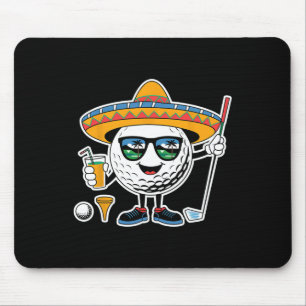 Funny Cinco De Mayo Golf Ball With Sombrero Margar Mouse Mat