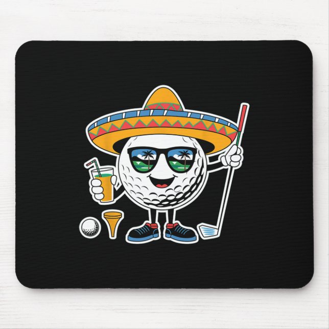 Funny Cinco De Mayo Golf Ball With Sombrero Margar Mouse Mat (Front)