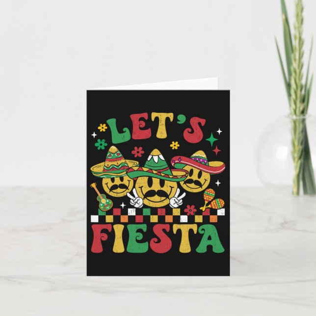 Funny Cinco De Mayo Groovy Let's Fiesta Smile Men  Card (Front)