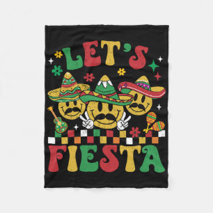 Funny Cinco De Mayo Groovy Let's Fiesta Smile Men Fleece Blanket