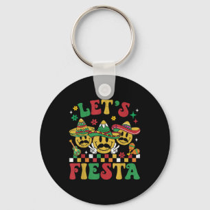Funny Cinco De Mayo Groovy Lets Fiesta Smile Men W Key Ring