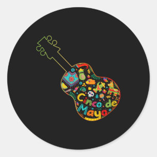 Funny Cinco De Mayo Guitar Fiesta Mexican Cinco De Classic Round Sticker