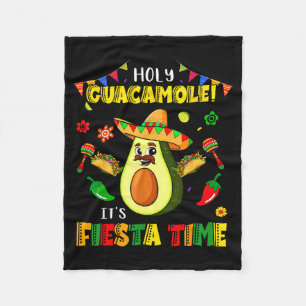 Funny cinco de mayo holy guacamole fiesta timeFunn Fleece Blanket