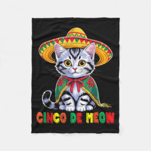 Funny Cinco De Mayo Mexican Cat with Sombrero Men Fleece Blanket