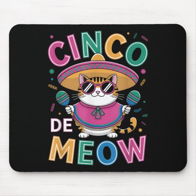 Funny Cinco De Mayo Mexican Cat With Sombrero Men  Mouse Mat (Front)