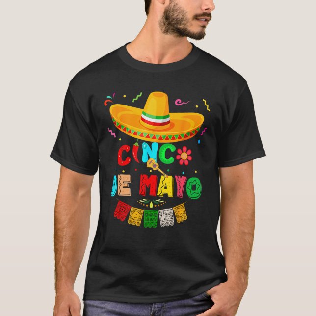 Funny Cinco De Mayo Mexican Guitar Cactus for Men  T-Shirt (Front)