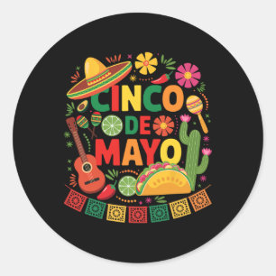 Funny Cinco De Mayo Mexican Sombrero Hat Men Women Classic Round Sticker