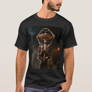 Funny cinco de mayo skeleton fiesta heart hands T-Shirt
