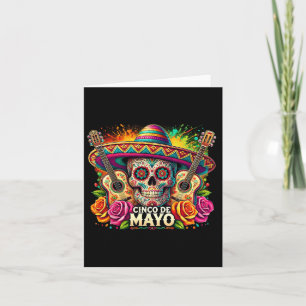 Funny Cinco De Mayo Skeleton Skull Fiesta Sombrero Card
