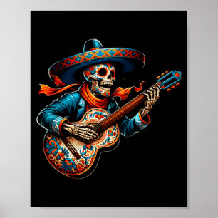 Funny cinco de mayo skeleton skull fiesta sombrero poster