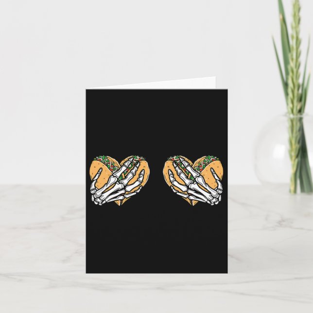 Funny Cinco De Mayo Taco Breast Skull Hands  Card (Front)