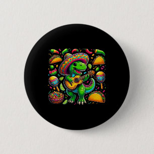 Funny Cinco De Mayo Tyrannosaurus Dinosaur Women M 6 Cm Round Badge