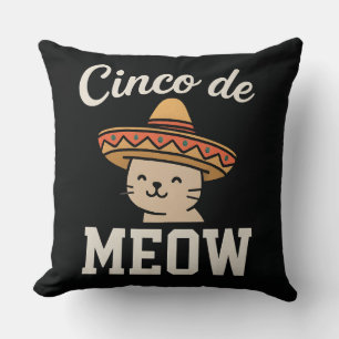 Funny Cinco de Meow Cat Fiesta Design - Cute Meow Cushion