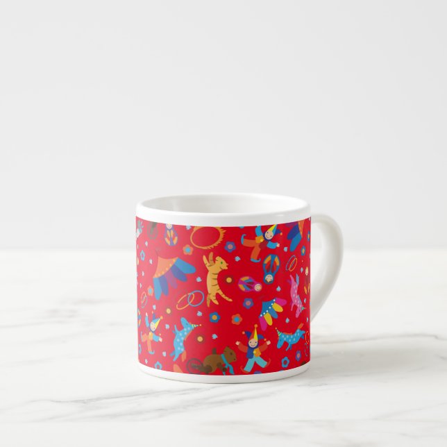 Funny circus cartoon cute animals pattern espresso cup (Front Right)