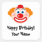 Funny circus clown custom kid's Birthday stickers (Front)