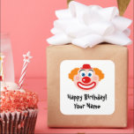 Funny circus clown custom kid's Birthday stickers<br><div class="desc">Funny circus clown custom kid's Birthday party stickers. Personalised label stickers with cute mime face cartoon. Add your own custom name and wishes.</div>