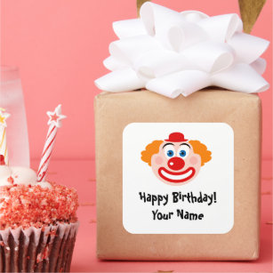 Funny circus clown custom kid's Birthday stickers