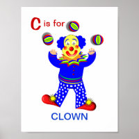 Funny Circus Clown Kids Alphabet Letter C Picture
