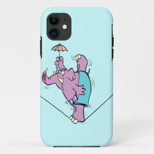 funny circus elephant on tightrope iPhone 11 case