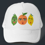 Funny Citrus Fruits Lemon Lime Orange Trucker Hat<br><div class="desc">Get the fiesta started in this fun trucker hat with fruit pattern. Watercolor art just for you! Check my shop for more designs!</div>