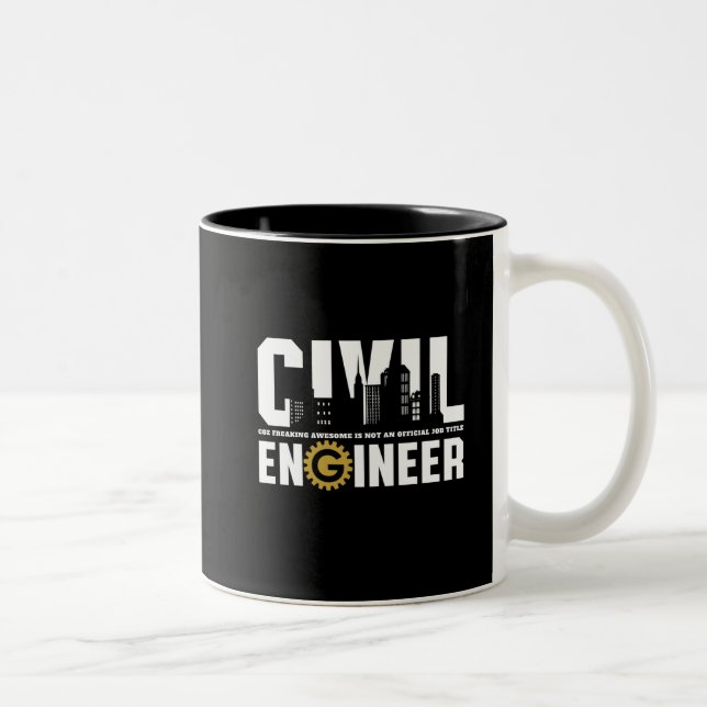 Funny Civil Engineer Civil Engineering Student Two-Tone Coffee Mug (Right)