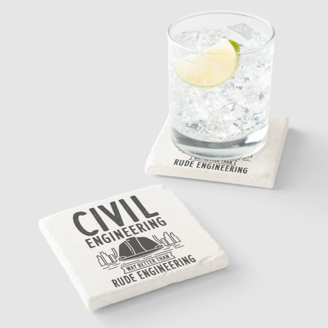 Funny Civil Engineering Gag Engineer Graduate Stone Coaster (Side)