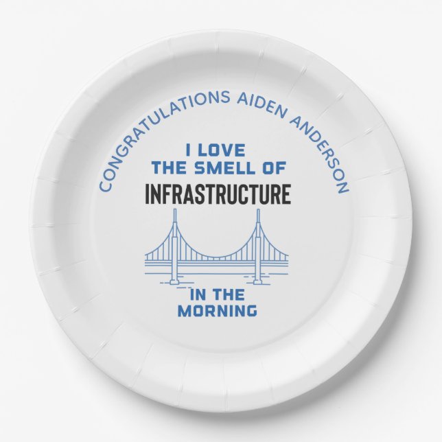 Funny Civil Engineering Graduation Party Paper Plate (Front)