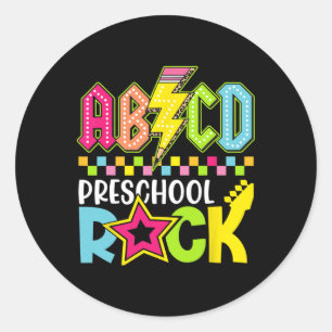 Funny Ck To School Lightning Bolt Preschool Rock K Classic Round Sticker