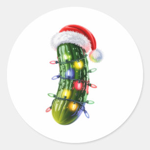 Funny Ckle Santa Hat Christmas Lights Xmas Men Wom Classic Round Sticker