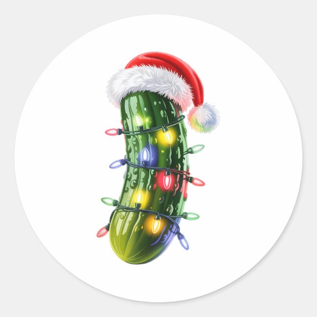 Funny Ckle Santa Hat Christmas Lights Xmas Men Wom Classic Round Sticker (Front)