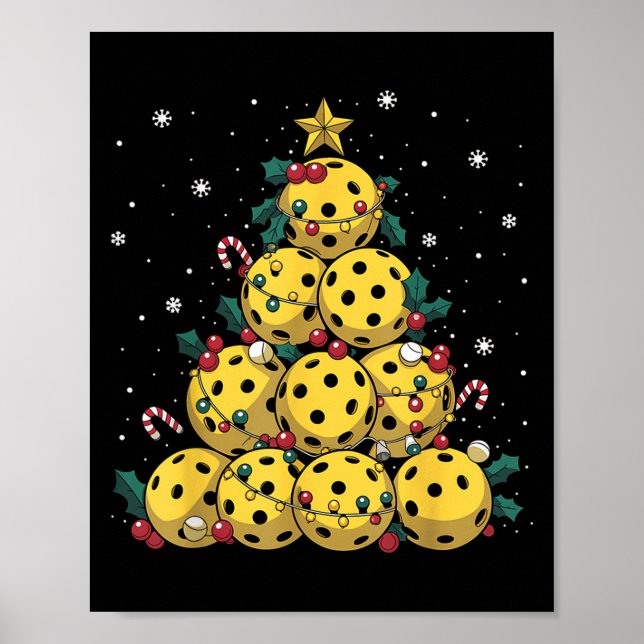 Funny Ckleball Christmas Tree Lights Christmas Men Poster (Front)