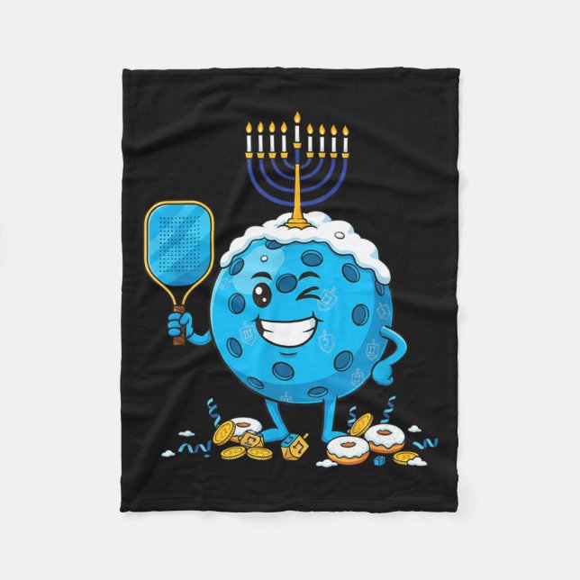 Funny Ckleball Dreidel Menorah Hanukkah Kids Women Fleece Blanket (Front)