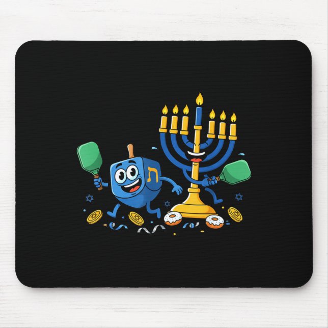 Funny Ckleball Dreidel Menorah Hanukkah Kids Women Mouse Mat (Front)