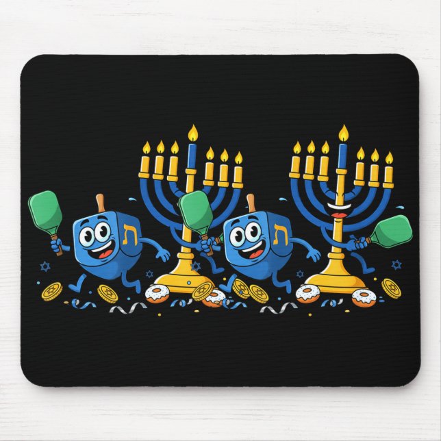 Funny Ckleball Dreidel Menorah Hanukkah Kids Women Mouse Mat (Front)