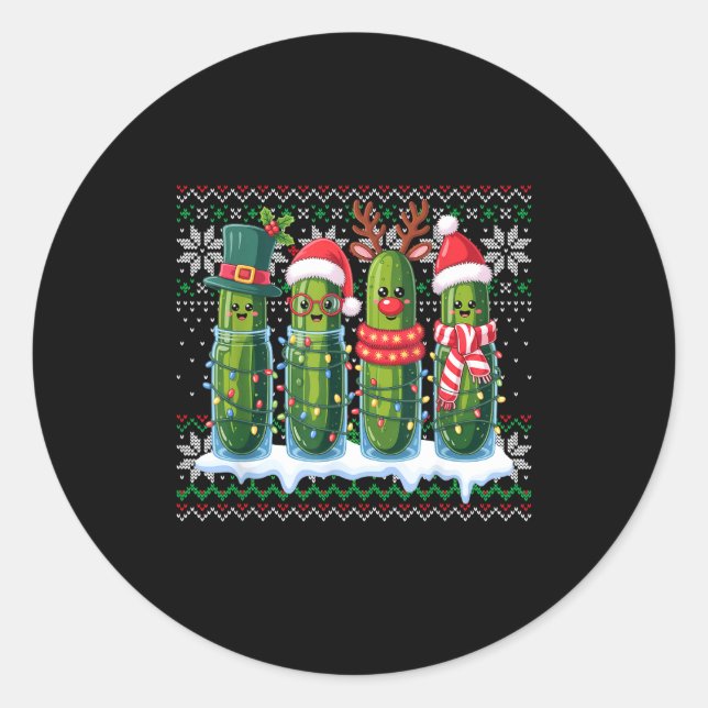 Funny Ckles Christmas Lights Santa Hat Xmas Ugly S Classic Round Sticker (Front)